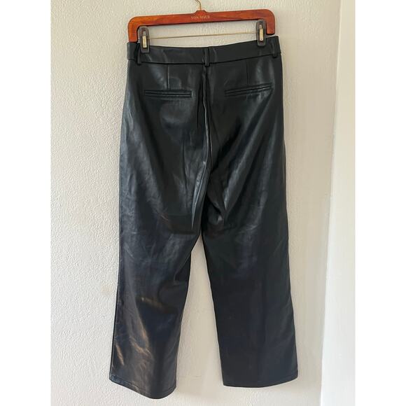 Womens Avec Les Filles Anthropologie Black Faux Leather Wide Leg Pants Sz Large - Picture 4 of 7